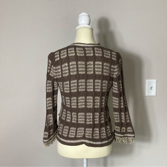 Chico's Chunky Knit Bell Sleeve Hook Front Fringe Cardigan Women's Size XS - Picture 5 of 16